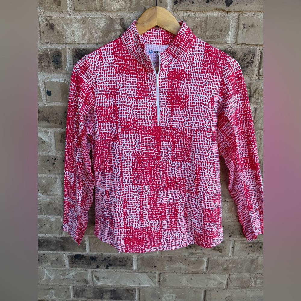 IBKUL Women's CORAL Patterned Half-Zip Top SIZE M - Picture 2 of 7